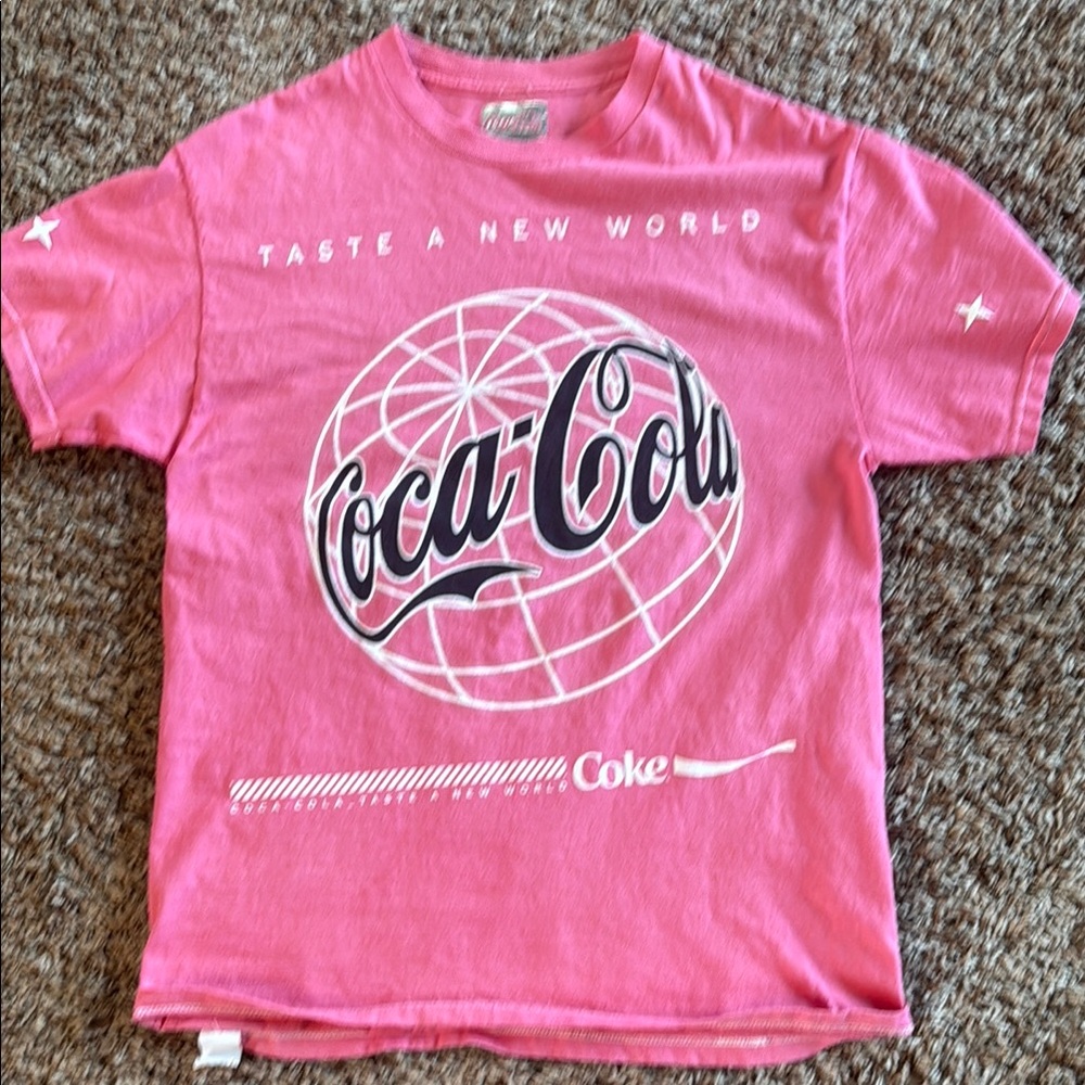 Coca Cola Pink Graphic Short Sleeve T-Shirt - Picture 6 of 6